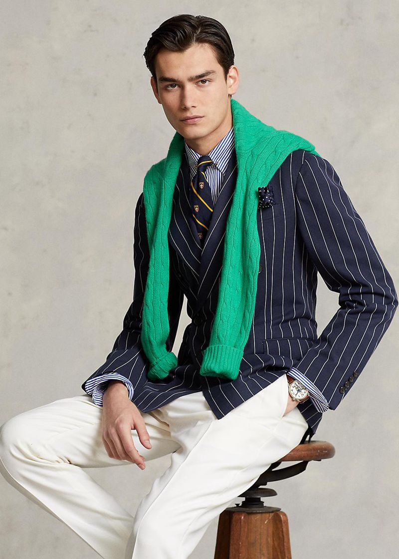 ポロ ラルフ ローレン ブレザー メンズ ネイビー Polo Soft ストライプd Twill Suit Jacket XDSRC9714